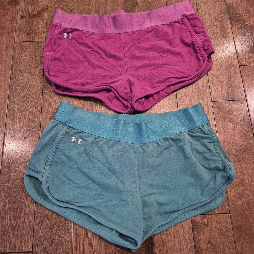 Under Armour Women's Athletic Shorts — Pink & Teal Duo